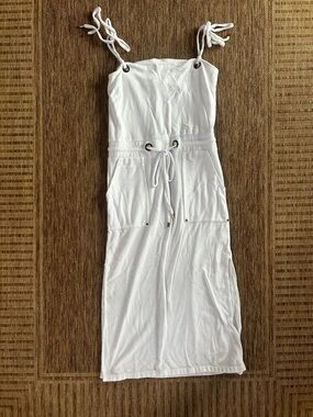 veronica beard karla terry cover up dress in white | size large